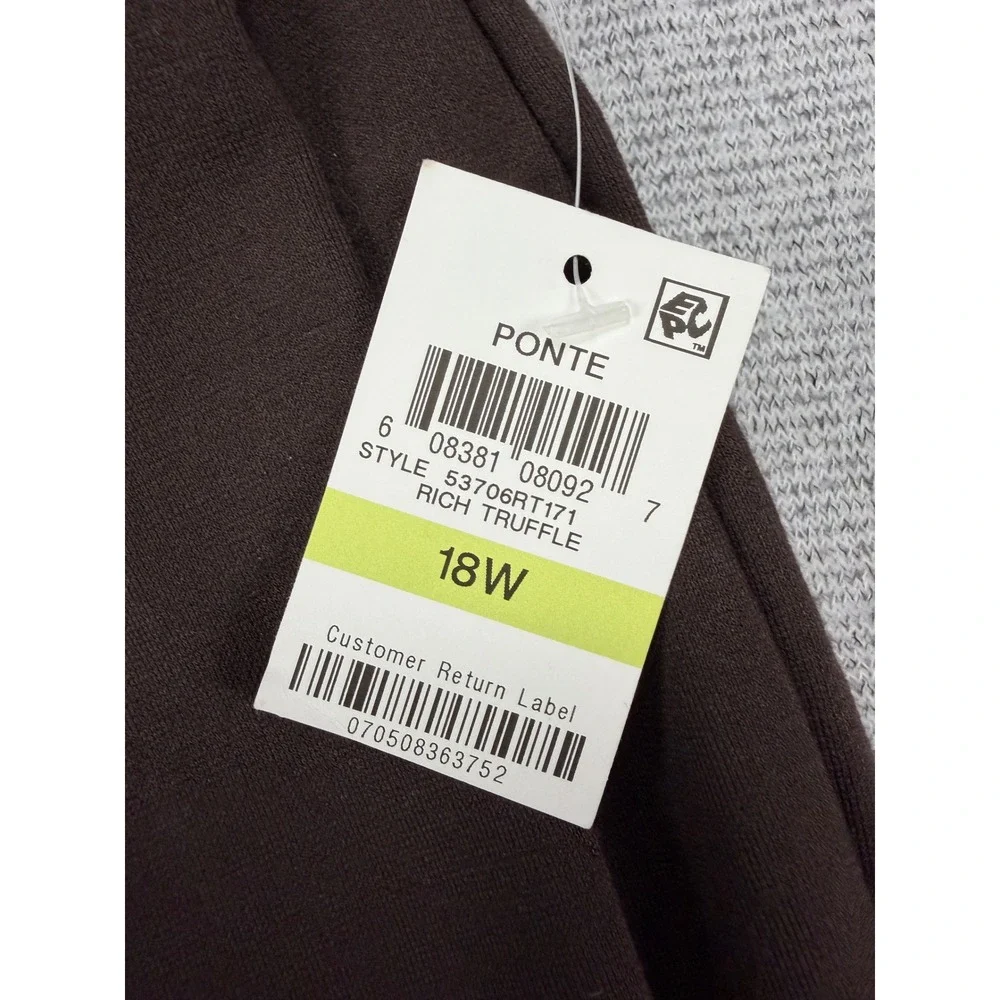 Style & Co Womens 18W Brown Ponte Leggings Mid Rise Comfort Waist Rich Truffle